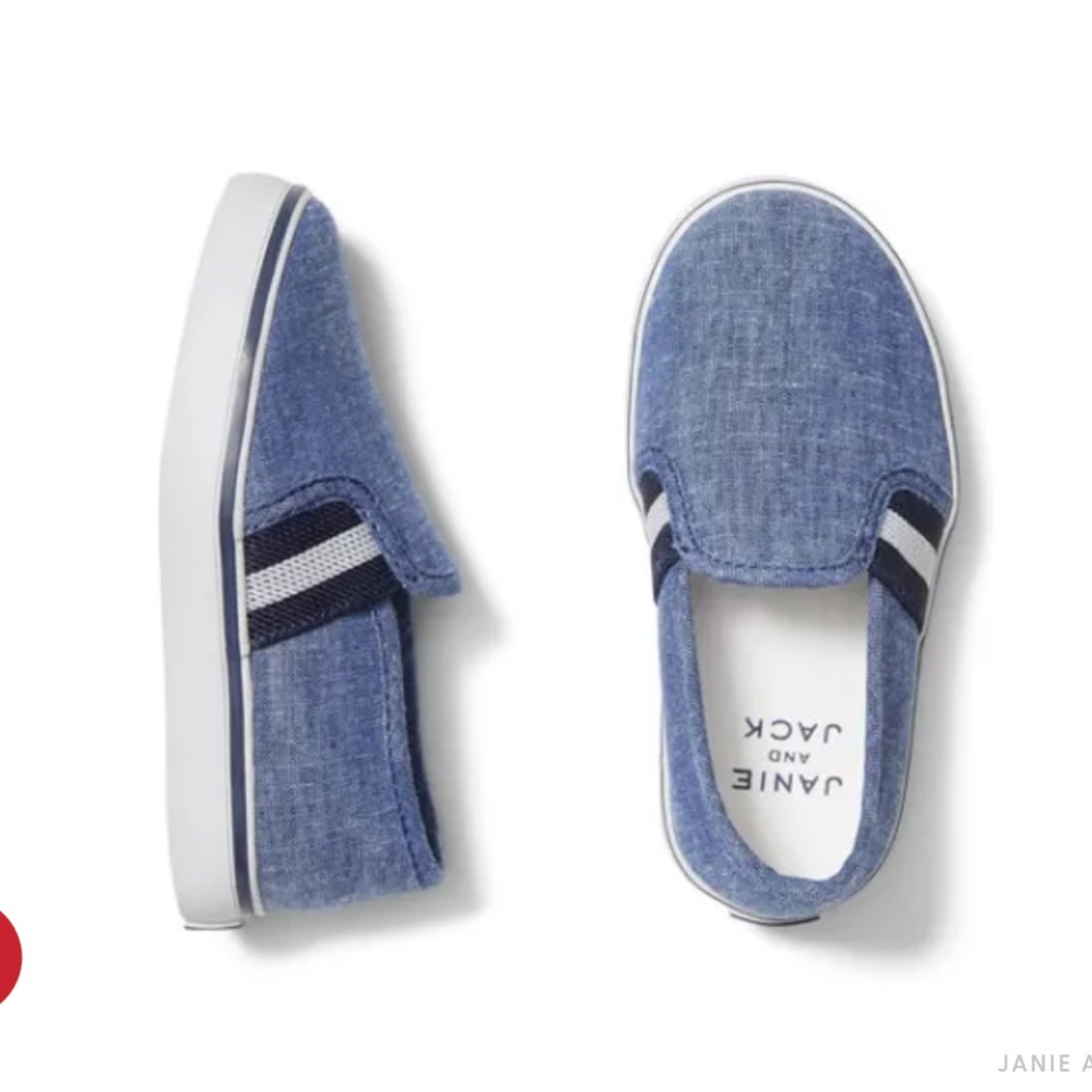Janie and Jack Boys Blue Slip-On Sneakers Size 8